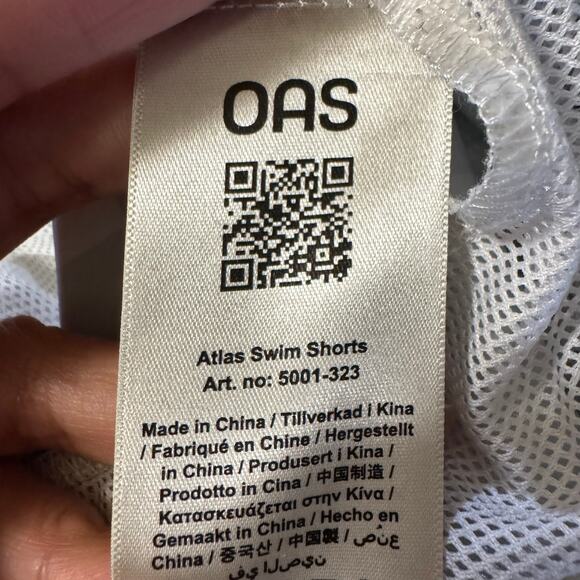 OAS Atlas Board Short Lined Size Large  Green/ Cream Vacation Swimwear - Picture 8 of 9